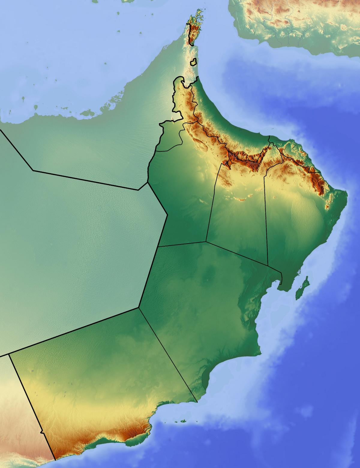 kort Oman topografisk