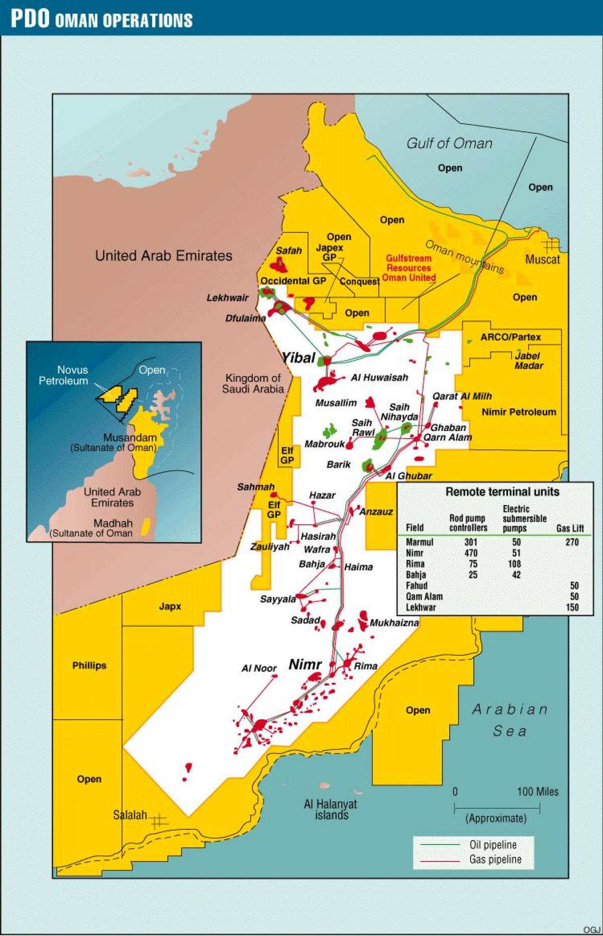 kort over yibal Oman