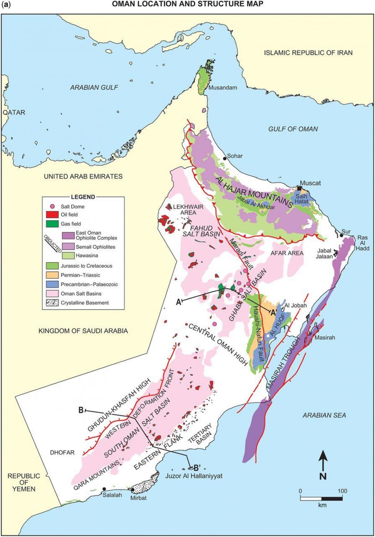kort Oman geologi
