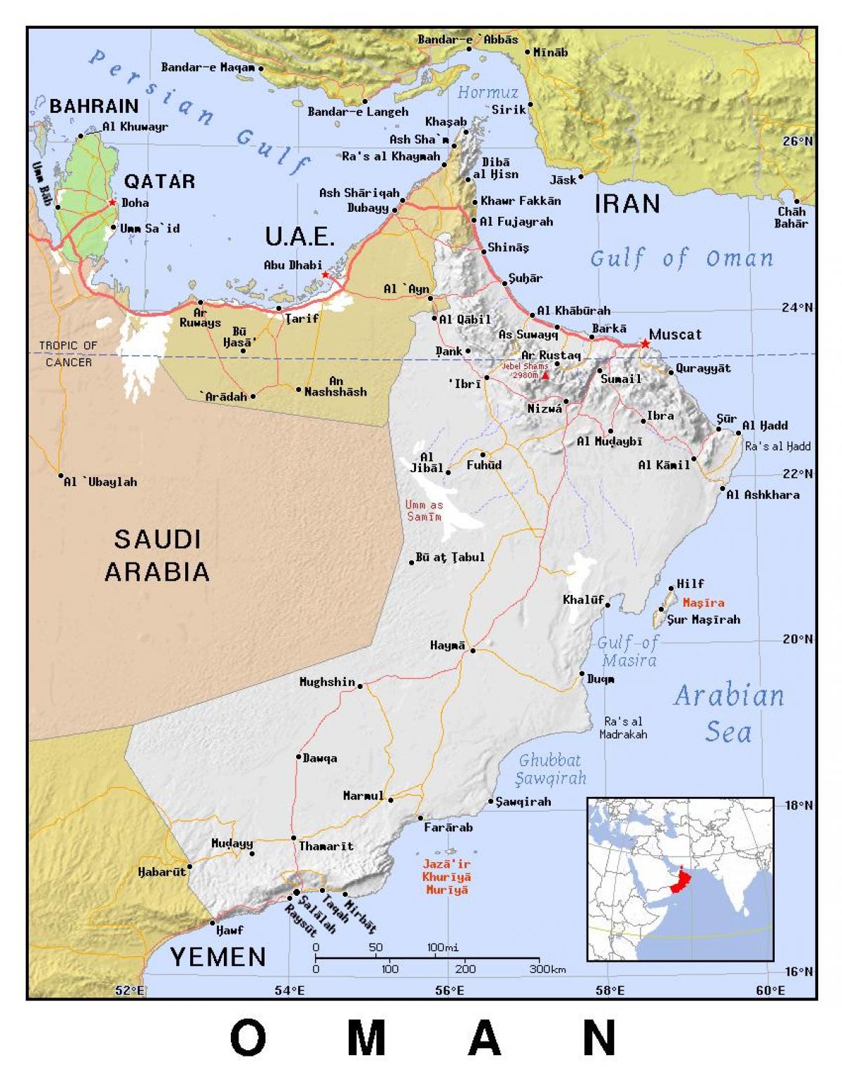 kort Oman politiske