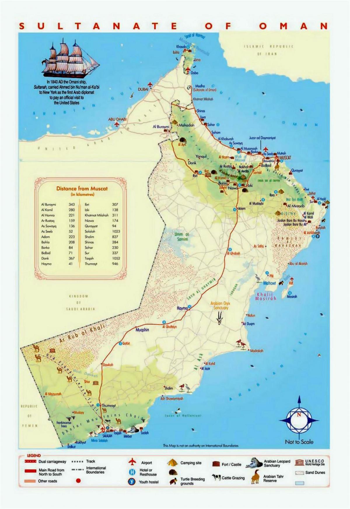 Oman turist steder kort