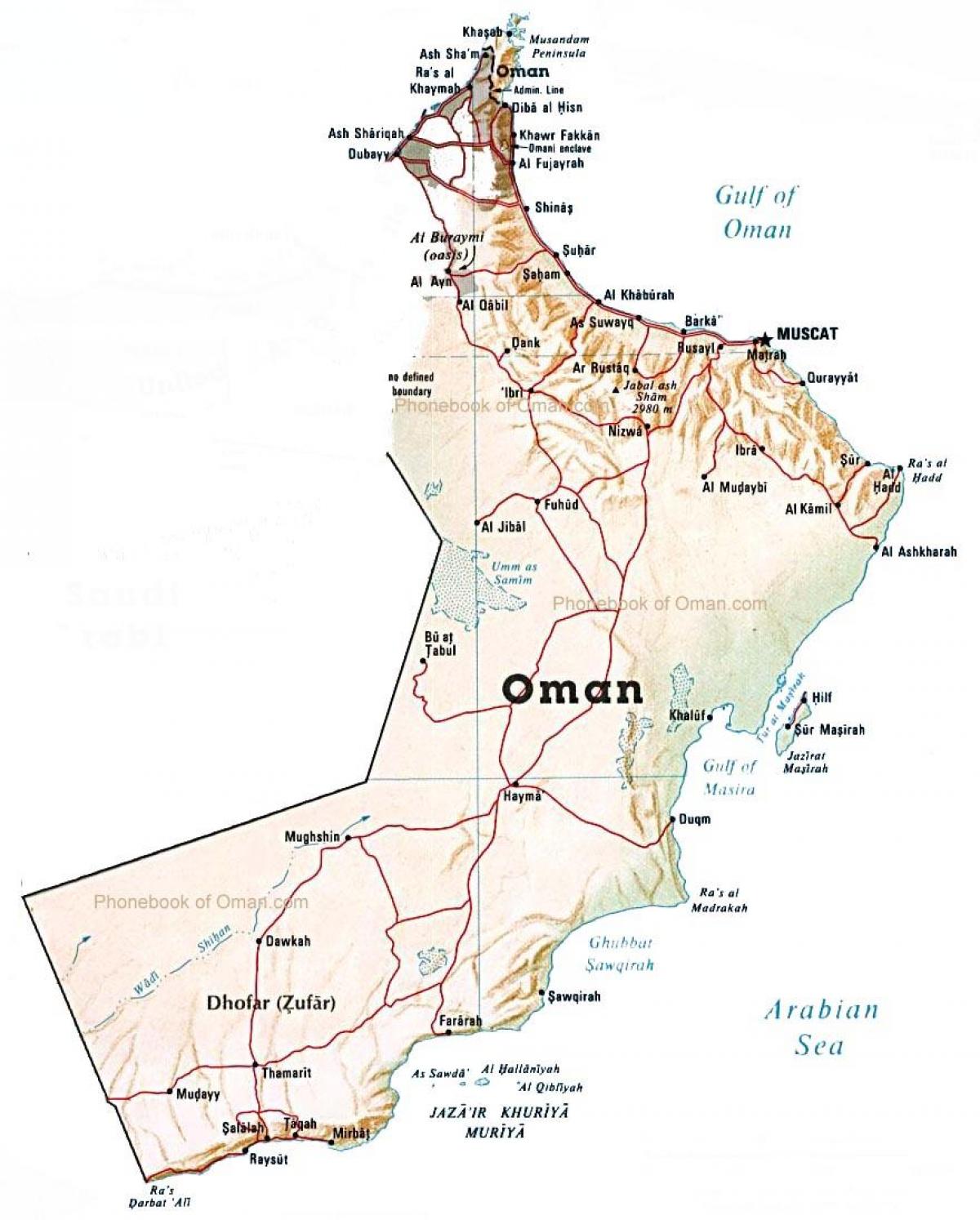 Oman land kort